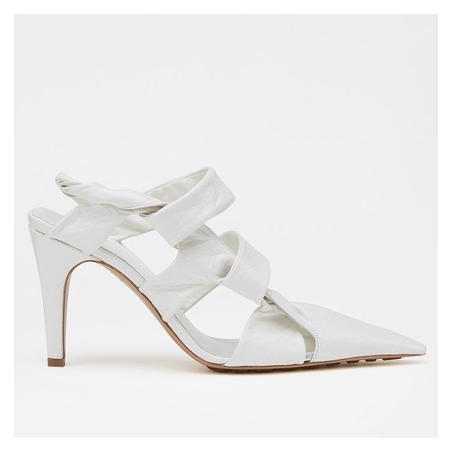 Bottega Veneta BV Point Slingback Sandals White Lambskin