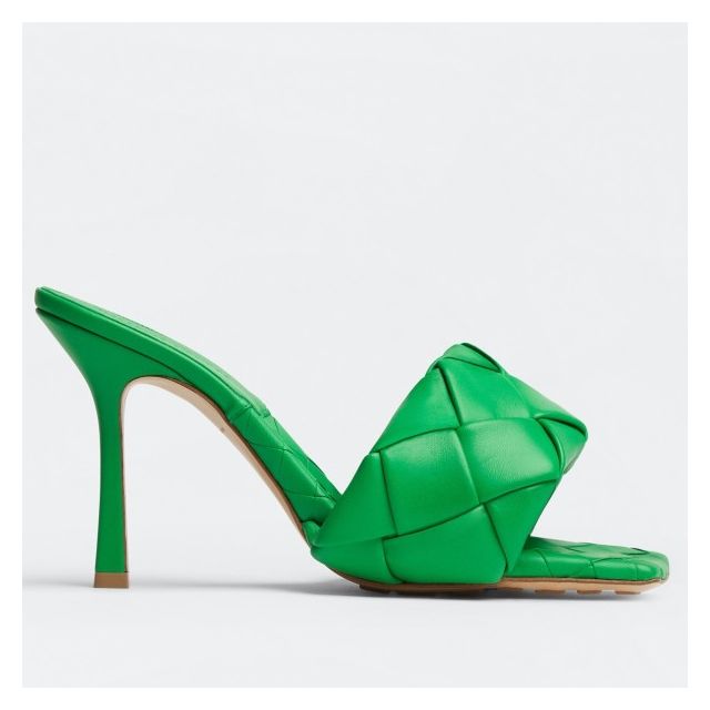 Bottega Veneta Lido Sandals Green Intrecciato Leather