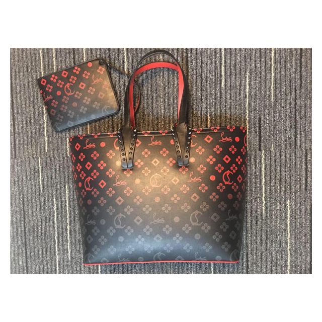 Christian Louboutin Cabata Small Tote Bag Calf Leather Print Loubinthesky Black