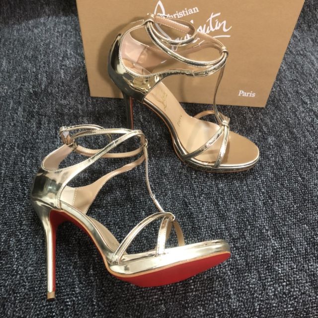 Christian Louboutin Benedetta Sandals 120mm Metallic Calfskin Light Gold