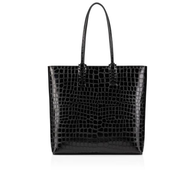 Christian Louboutin Cabata Tote Bag Alligator Embossed Calf Leather Black