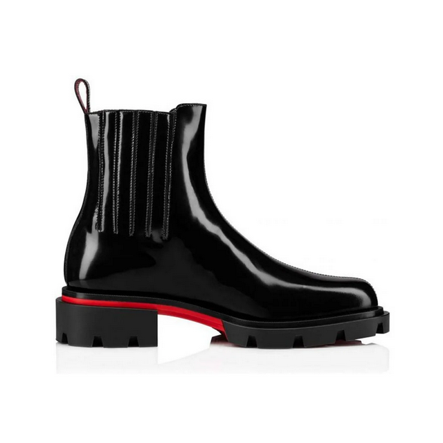 Christian Louboutin Cheney Walk Ankle Boots Patent Leather Black