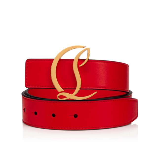 Christian Louboutin Cl Logo Belt Women 35mm Leather Red
