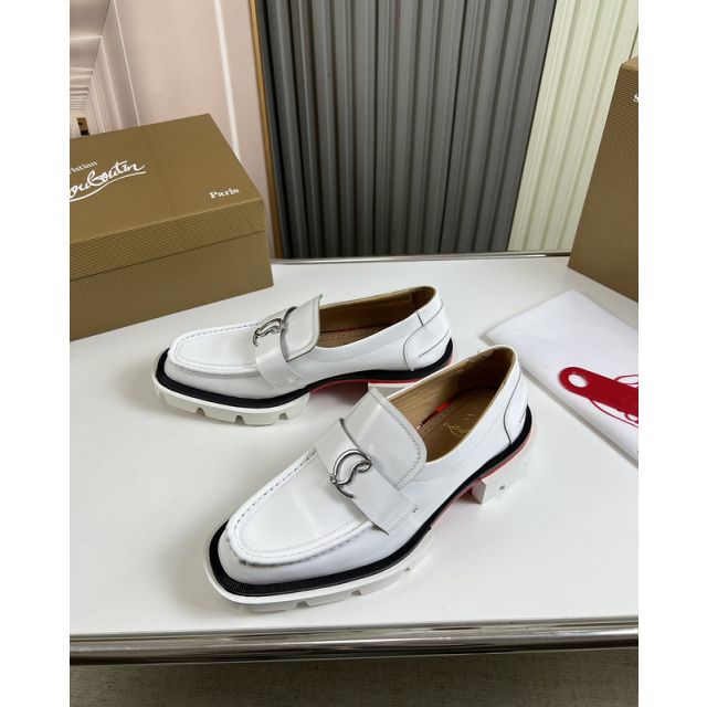 Christian Louboutin Cl Moc Lug Women Loafers Calf Leather White