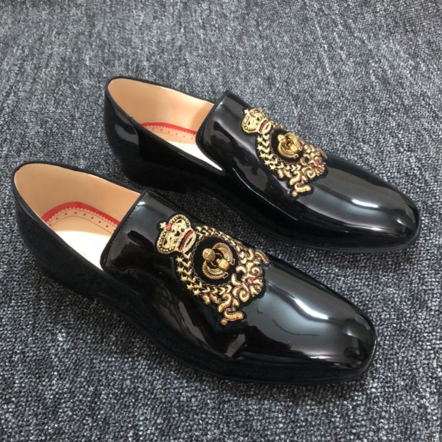 Christian Louboutin Crest On The Nile Loafers Patent Leather Black