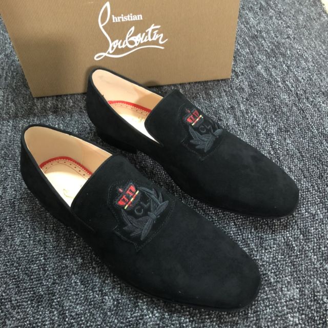 Christian Louboutin Crest On The Nile Loafers Veau Velours Black