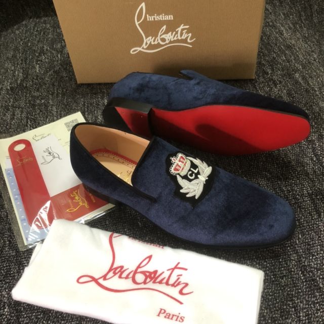 Christian Louboutin Crest On The Nile Loafers Veau Velours Blue