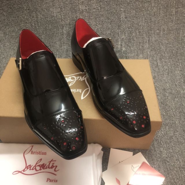 Christian Louboutin Escream Buckle Oxford Patent Leather Black