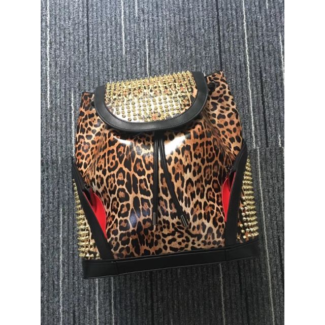 Christian Louboutin Explorer Funk Leopard Spiked Embellished Backpack