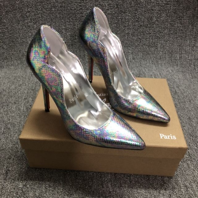 Christian Louboutin Hot Chick Pumps Iridescent Snakeskin Multicolor