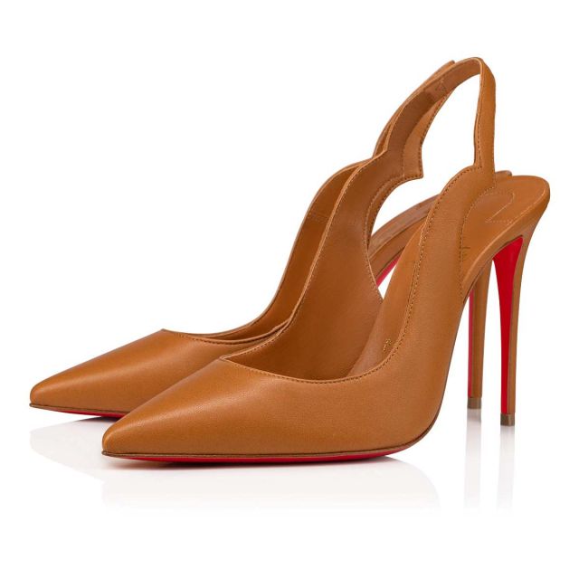 Christian Louboutin Hot Chick Sling Pumps 100mm Nappa Leather Nude 4