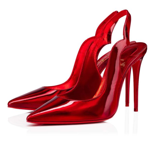 Christian Louboutin Hot Chick Sling Pumps 100mm Patent Calf Leather Red