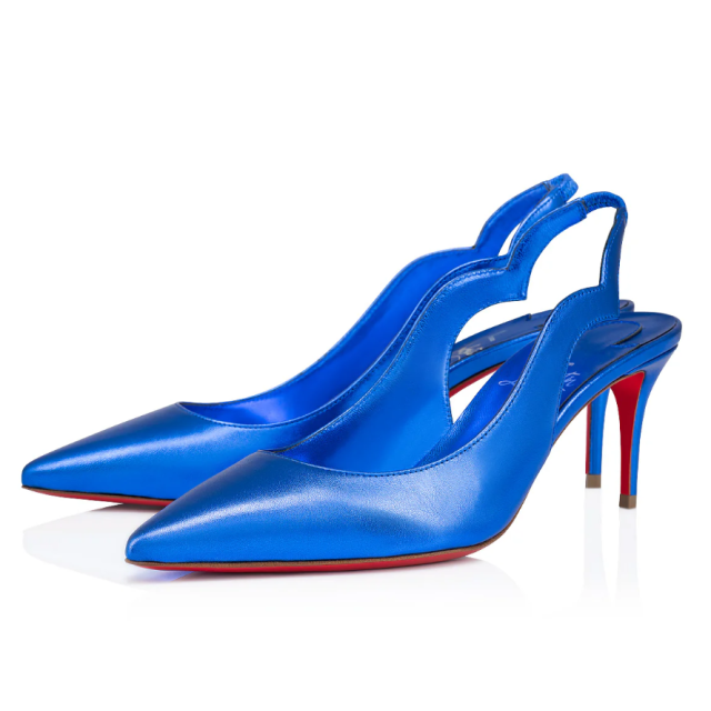 Christian Louboutin Hot Chick Sling Pumps 70mm Nappa Leather Electric Blue
