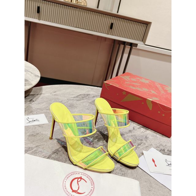 Christian Louboutin Just Loubi PVC Sandals 85mm Fluo Yellow