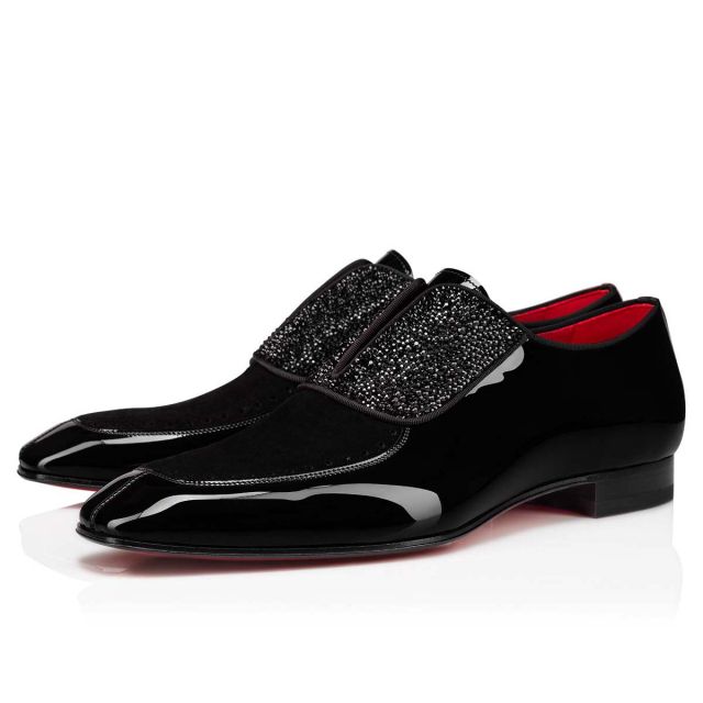 Christian Louboutin Lafitte On Strass Oxford Patent Calf Leather Black
