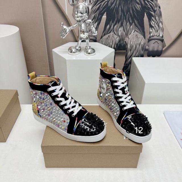 Christian Louboutin Lou Spikes High-top Sneakers Patent Leather Multicolor