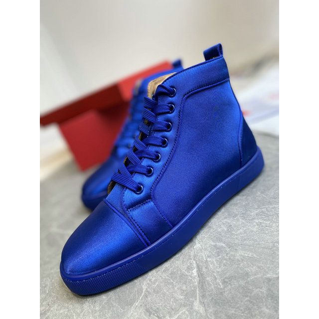 Christian Louboutin Louis Orlato High-top Sneaker Crepe Satin Blue