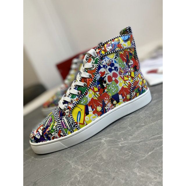 Christian Louboutin Louis Orlato High-top Sneakers Leather Graffiti Imagery Multicolor