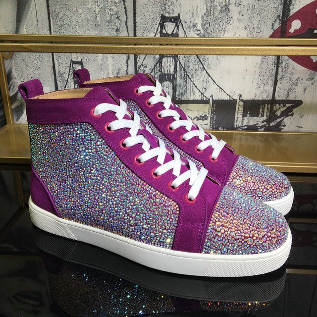 Christian Louboutin Louis Strass High-top Women Sneakers Suede and Strass Purple