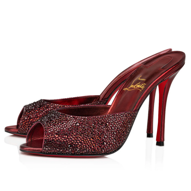 Christian Louboutin Me Dolly Strass Mules 100 mm Suede Strass Embellishment Red