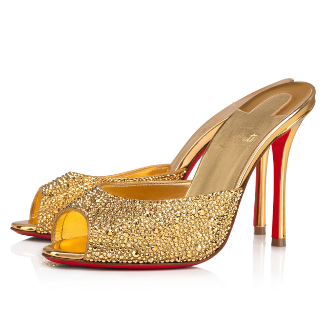 Christian Louboutin Me Dolly Strass Pumps 100 mm Suede Strass Embellished Gold