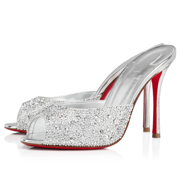 Christian Louboutin Me Dolly Strass Pumps 100 mm Suede Strass Embellished Silver