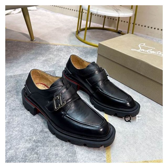 Christian Louboutin Our Georges Derby Shoes Grained Calf Leather Black