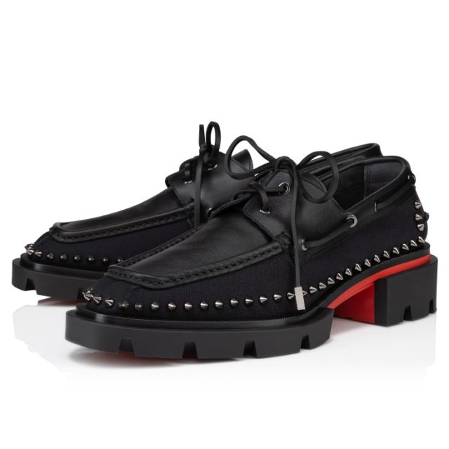 Christian Louboutin Our Steckel Derbies Calf Leather And Olona Canva Black