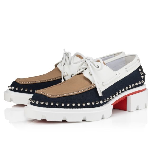 Christian Louboutin Our Steckel Derbies Olona Canva And Nubuck Calf Leather White