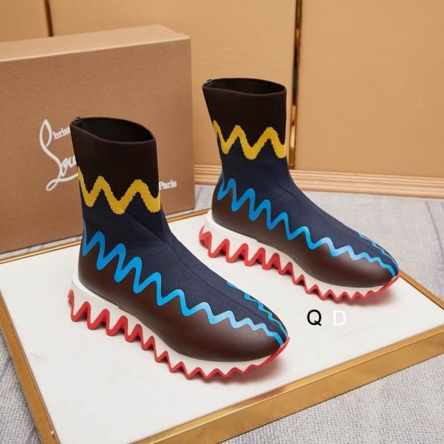Christian Louboutin Sharky Sock Sneakers Knit Mesh Multicolor