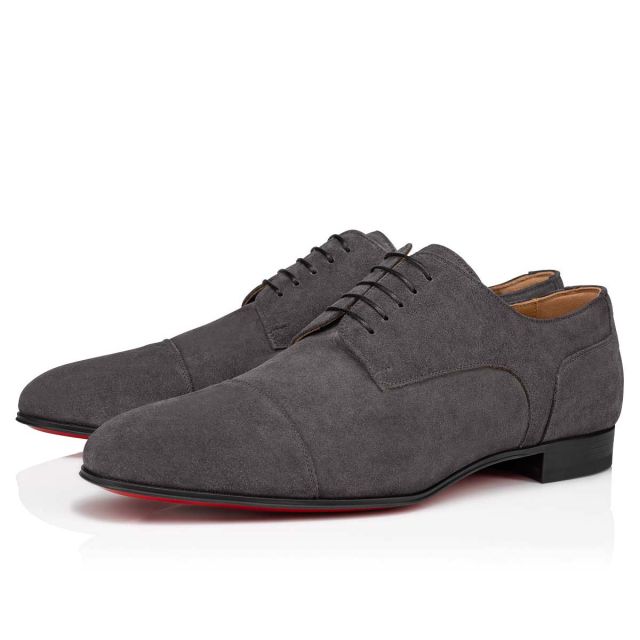 Christian Louboutin Surcity Derby Shoes Suede Grey Crosta Leather