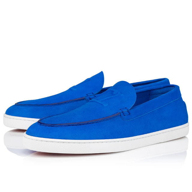 Christian Louboutin Varsiboat Boat Shoes Suede Calf Leather Electric Blue