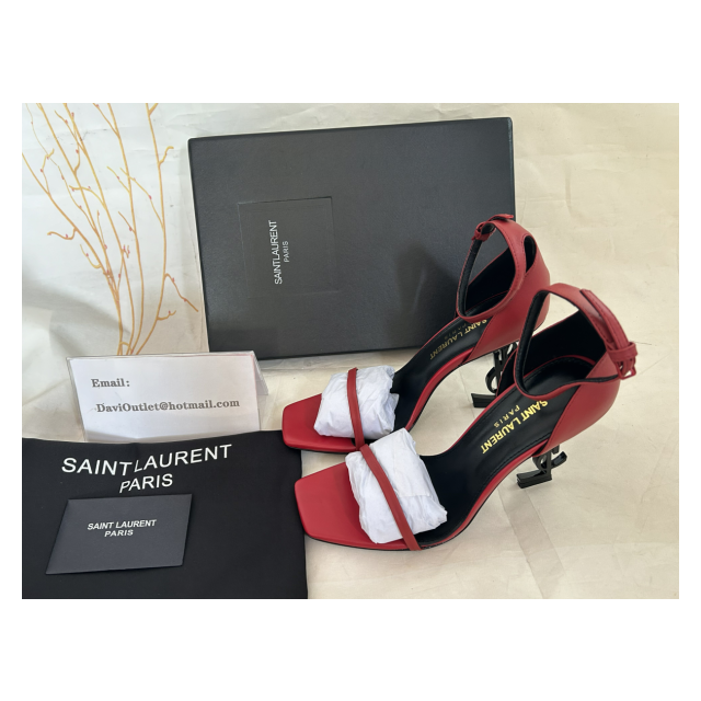 Saint Laurent Opyum Sandals Calf Leather Matte Red