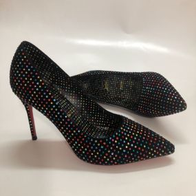 Christian Louboutin Kate Strass Pumps Suede Crystal Embellishments Multicolor