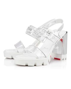 Christian Louboutin 100 mm Bianco/Lin Bianco/Nickel PVC Sandal