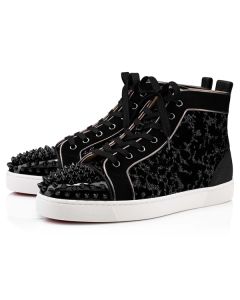 Christian Louboutin Lou Spikes Black/dk Gun Velvet