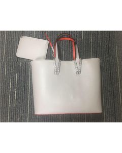 Christian Louboutin White/Red Calf Tote Bag