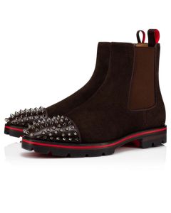 Christian Louboutin Boot Melon Spikes Dark Brown Calf