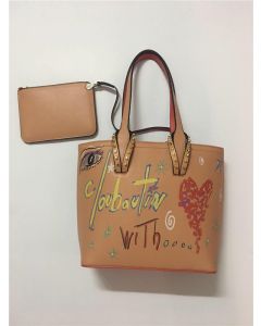 Christian Louboutin Rosy/Nude Print Calf Top Handle Bag