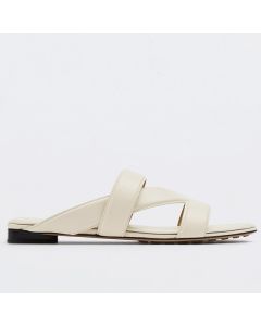  Bottega Veneta Band Slides White Lambskin