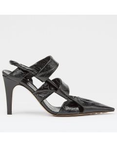 Bottega Veneta BV Point Slingback Sandals Black Lambskin