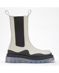 Bottega Veneta BV Tire Chelsea Boots White Calfskin