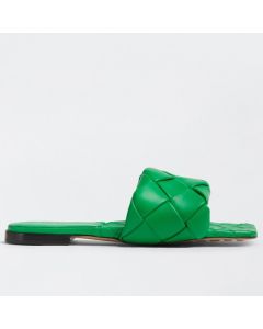 Bottega Veneta Lido Slides Green Intreccio Lambskin