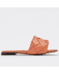 Bottega Veneta Lido Slides Orange Intreccio Lambskin