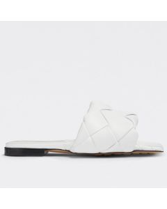 Bottega Veneta Lido Slides White Intreccio Lambskin