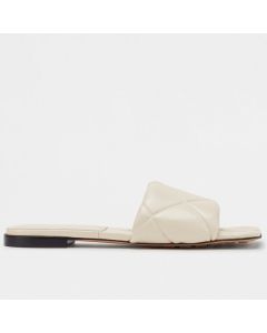 Bottega Veneta Rubber Lido Slides White Lambskin