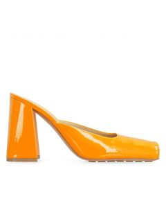 Bottega Veneta Tower Mules Orange Patent Calfskin