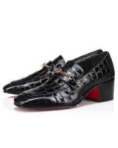 Christian Louboutin 50 Mm Loafers Alligator Embossed Calf Leather Black