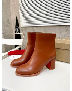 Christian Louboutin Adoxa 70mm Leather Ankle Boots Calfskin Brown