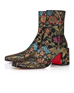 Christian Louboutin Alleo Boot 70mm Low Boots Jacquard Florea Print Multicolor